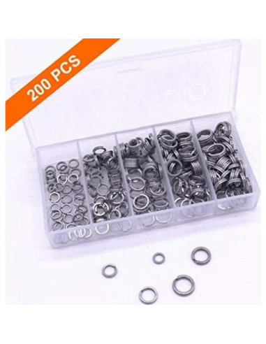 200 Anillas de División Acero Inoxidable JJZS 5-9mm para Joyería y Pesca