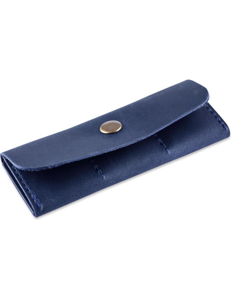 Estuche Porta Tarjetas SD de Cuero MAKYN Azul - Organizador 6 Tarjetas