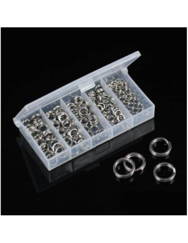 200 Anillas de División Acero Inoxidable JJZS 5-9mm para Joyería y Pesca