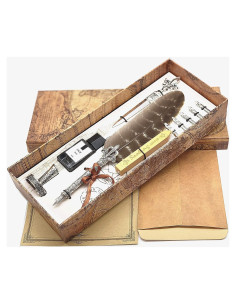 Set de Pluma de Pavo Real SCHOWE con Tinta y Accesorios