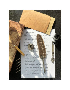 Set de Pluma de Pavo Real SCHOWE con Tinta y Accesorios 2