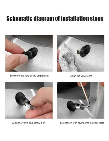 Tapas de Válvula de Neumático Dsycar Antirrobo 8 Piezas