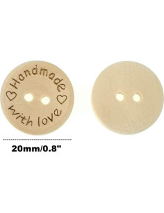 Botones de Madera Natural Kinteshun 20mm 100pcs Hechos a Mano 2