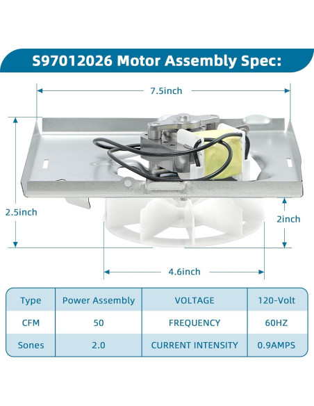 Motor de Ventilador 50CFM S97012026 para Nutone 696N-R02 B