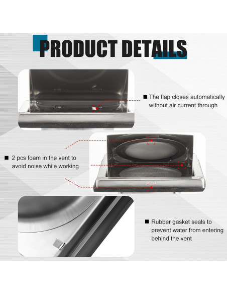 Cubierta de Ventilación para Secadora Gisafai 10.16 cm Acero Inoxidable