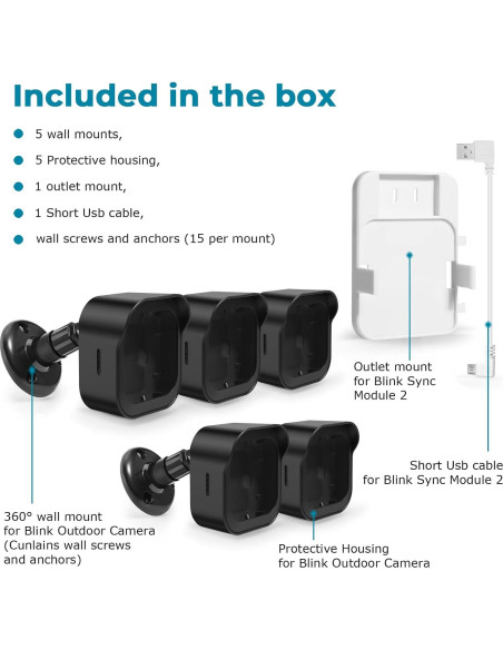 Soporte de Pared para Cámara Exterior Blink - 5 Paquete Negro Soporte de Pared para Cámara Exterior Blink - 5 Paquete Negro