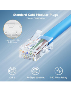 Conectores RJ45 Cat6 Cable Matters 100 Pack Baño de Oro 2