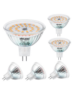 Bombillas LED MR16 DiCUNO 6W 750LM GU5.3 2700K 6 Paquetes