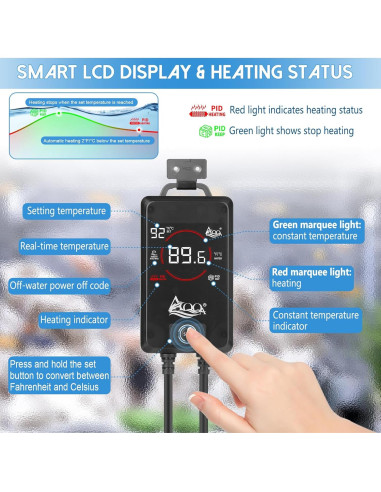 Calentador de Acuario AQQA 500W para 200-300 Litros