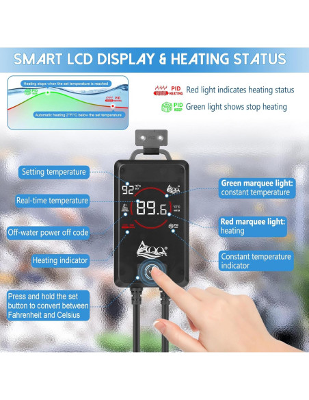 Calentador de Acuario AQQA 500W para 200-300 Litros