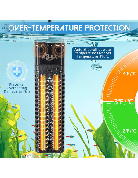 Calentador de Acuario AQQA 500W para 200-300 Litros