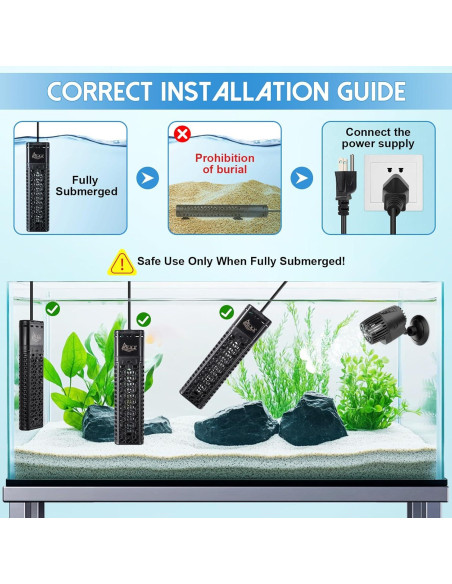 Calentador de Acuario AQQA 500W para 200-300 Litros