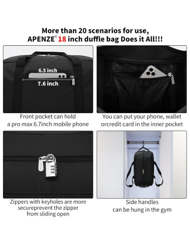 Bolsa de Gimnasio Pequeña 45.7x22.9x22.9cm - Negra