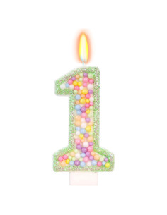 Vela de Cumpleaños Número 1 Verde FAMGift - Decoración Pastel