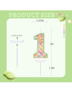 Vela de Cumpleaños Número 1 Verde FAMGift - Decoración Pastel 2