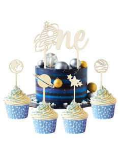 Toppers de Pastel Espacial BkeeCten - 5 Piezas para Cumpleaños