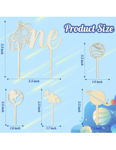 Toppers de Pastel Espacial BkeeCten - 5 Piezas para Cumpleaños 2