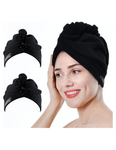 Paquete de 2 Toallas de Microfibra COGANA para Cabello Negro