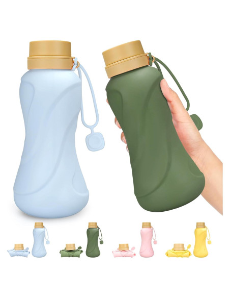 Botellas de Agua Plegables Sanhuamao 650ml 2 Pack Silicona BPA
