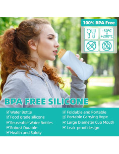 Botellas de Agua Plegables Sanhuamao 650ml 2 Pack Silicona BPA 2