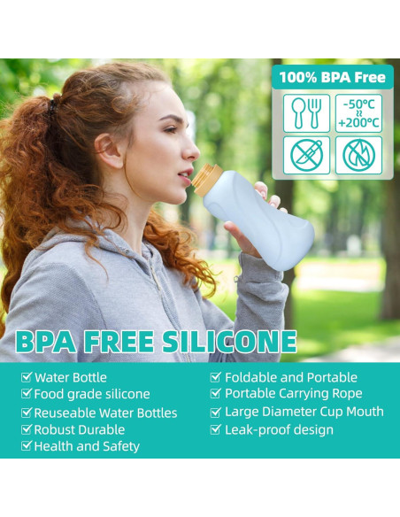 Botellas de Agua Plegables Sanhuamao 650ml 2 Pack Silicona BPA