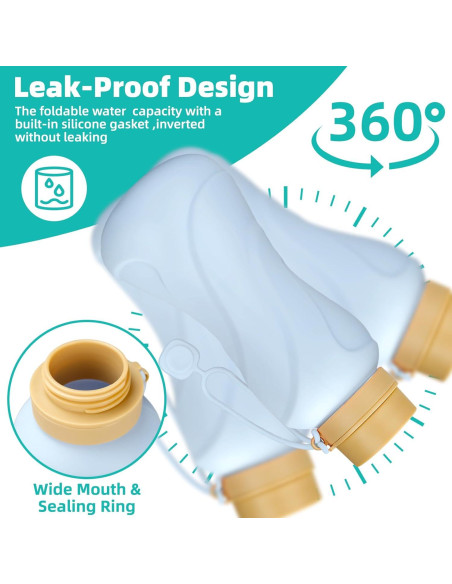 Botellas de Agua Plegables Sanhuamao 650ml 2 Pack Silicona BPA