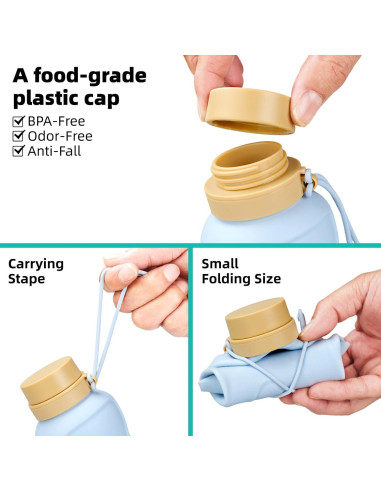 Botellas de Agua Plegables Sanhuamao 650ml 2 Pack Silicona BPA