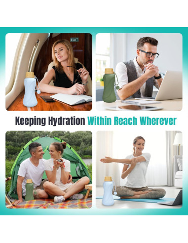 Botellas de Agua Plegables Sanhuamao 650ml 2 Pack Silicona BPA