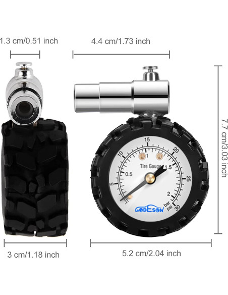 Medidor de Presión de Neumáticos GODESON Presta 0-30PSI