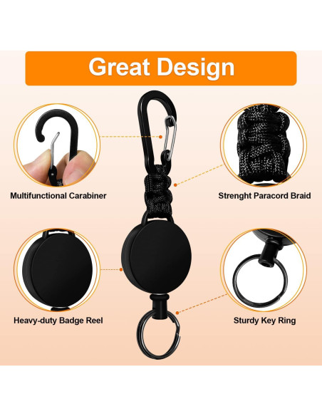 Llavero Retráctil Wonwood_direct Paquete de 3 con Cable 60 cm