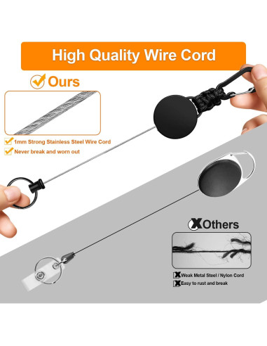Llavero Retráctil Wonwood_direct Paquete de 3 con Cable 60 cm