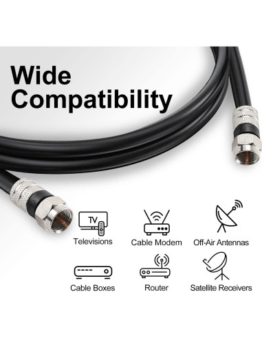 Cable Coaxial Digital Postta 1.83m Cuádruple Apantallado Negro