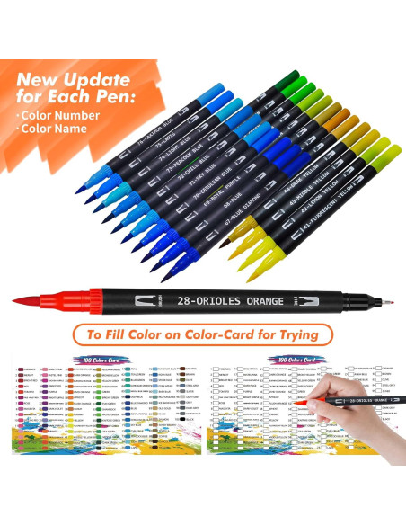 Marcadores de Doble Punta Eglyenlky - 100 Colores Acuarela