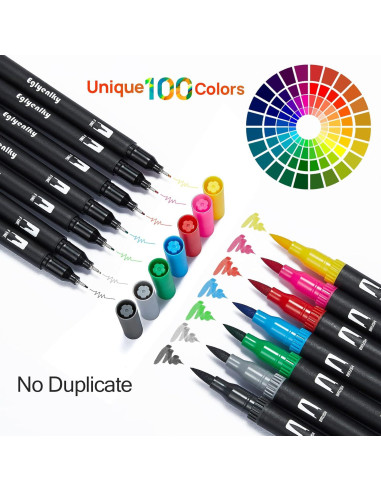 Marcadores de Doble Punta Eglyenlky - 100 Colores Acuarela