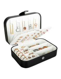 Caja de Joyería de Viaje Hatori Negra, Organizador Compacto