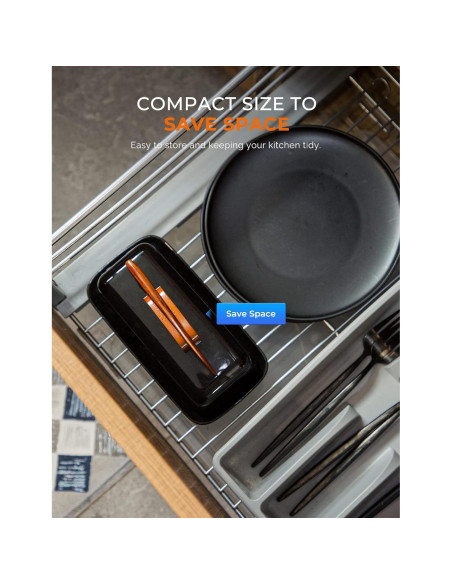 Plato de Mantequilla Cerámica AISBUGUR Negro con Tapa y Cuchillo