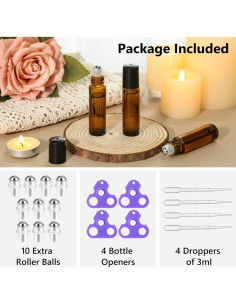 KEYWING 54 Pack Botellas de Vidrio Ámbar 10ml Roll-On 2