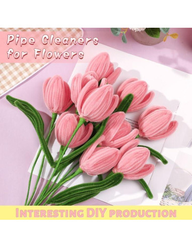 Kit de Manualidades con Limpiapipas UzecPk 130 Piezas Rosa y Verde