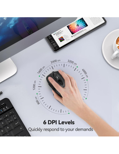 Ratón Inalámbrico Silencioso TECKNET 2.4G 6 DPI Ajustables Negro