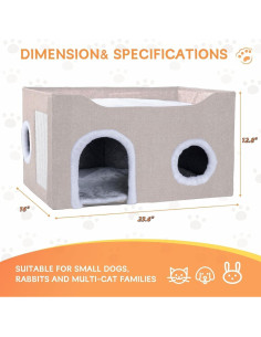Casa para Gatos de Interior Gosipeya - Cueva Plegable 60x40.6 cm 2