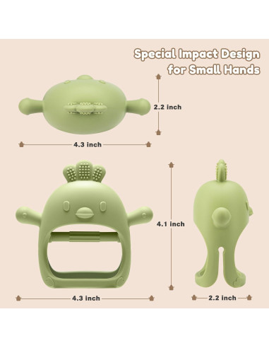 Paquete de 2 Juguetes de Dentición para Bebés Silicona 0-12 Meses