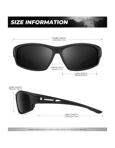 Gafas de sol polarizadas QALLY UV400 para hombres - Negro