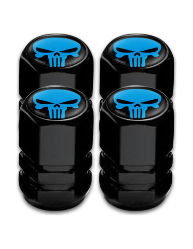4 Tapas de Válvula de Neumático Sodcay Calavera Azul