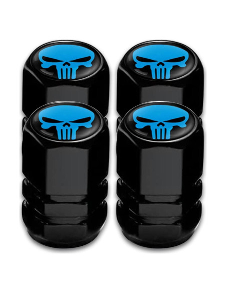 4 Tapas de Válvula de Neumático Sodcay Calavera Azul