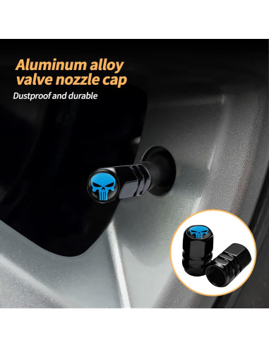 4 Tapas de Válvula de Neumático Sodcay Calavera Azul