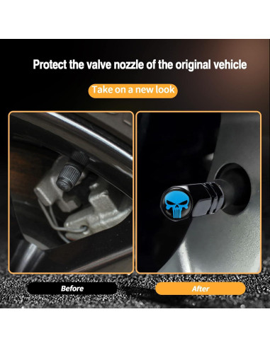 4 Tapas de Válvula de Neumático Sodcay Calavera Azul