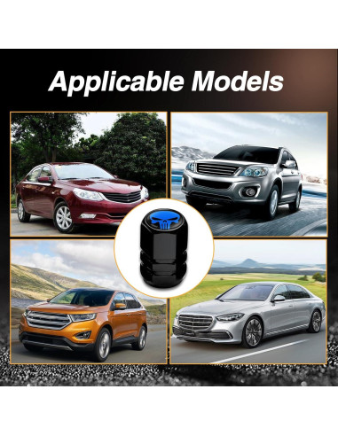 4 Tapas de Válvula de Neumático Sodcay Calavera Azul