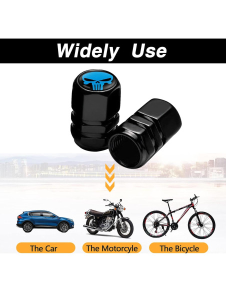 4 Tapas de Válvula de Neumático Sodcay Calavera Azul