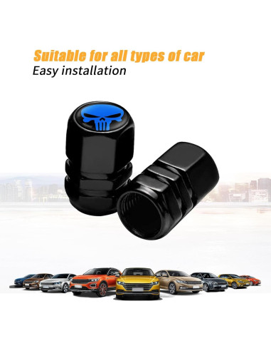 4 Tapas de Válvula de Neumático Sodcay Calavera Azul