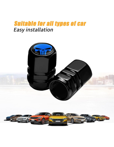 4 Tapas de Válvula de Neumático Sodcay Calavera Azul